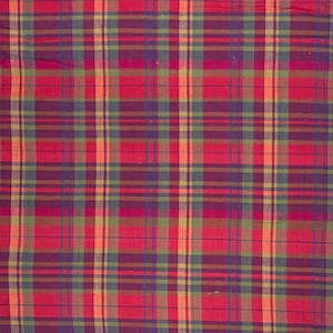 Vintage Red, Purple, Orange, Blue and Green Plaid Madras Cotton Fabric