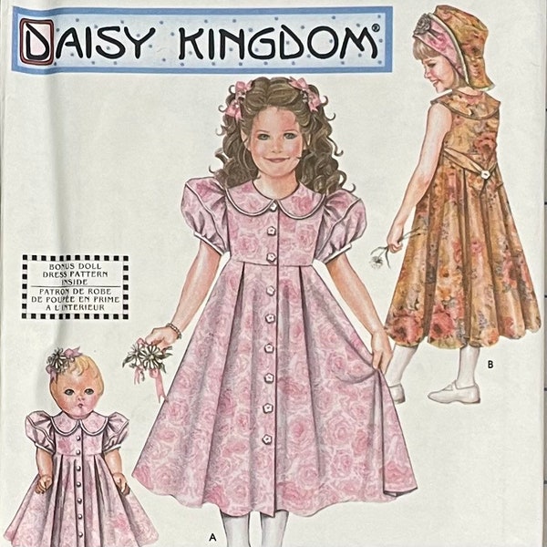 Girls and Doll Daisy Kingdom Dress Pattern, Sunday, Easter, Simplicity 7550 or 0615, UNCUT