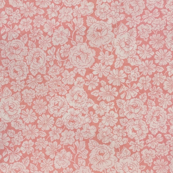 Sheer Pink and White Floral Cotton Fabric, Small Print Calico