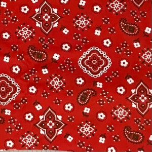 Red Bandana Fabric, Country Western, Cowboy
