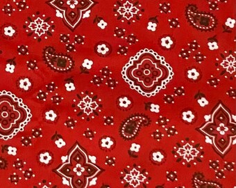 Red Bandana Fabric, Country Western, Cowboy