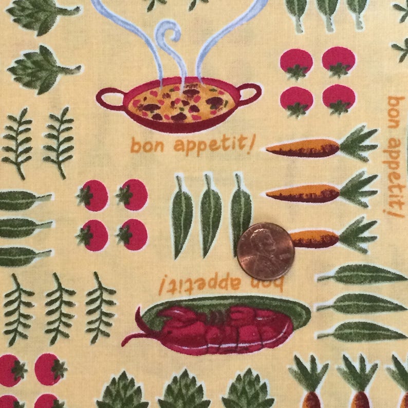 100 Cotton Kitchen Fabric by the Yard Restaurant Cafe Etsy