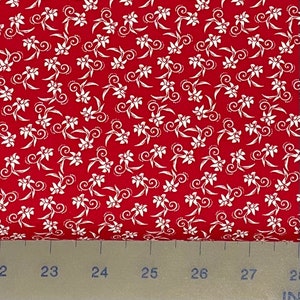 100% Cotton Red and White Small Print Calico, Floral - Etsy