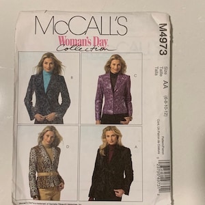 Semi Fitting Lined Jacket Pattern, McCalls 4973, UNCUT