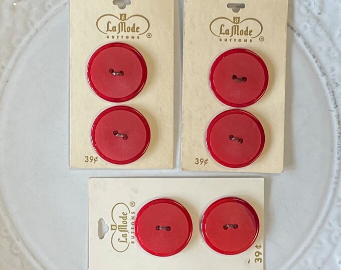 Vintage Red Buttons on Original Card, La Mode Buttons, Made in Holland ...