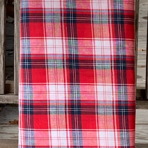 100% Cotton Red White and Blue Plaid Madras Fabric By The Yard , Woven, Patriotic