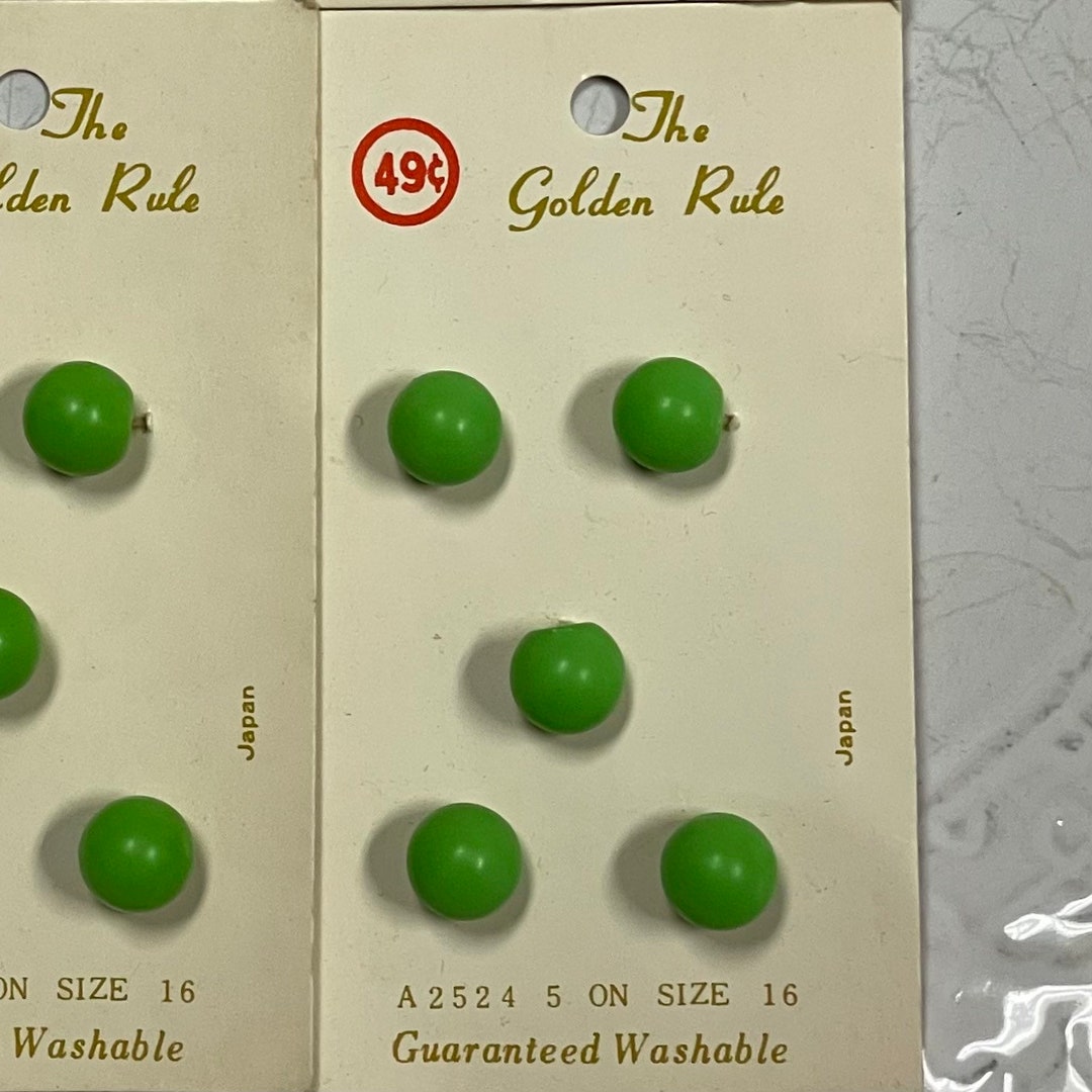 Vintage Green Buttons on Original Card, the Golden Rule, Japan Etsy