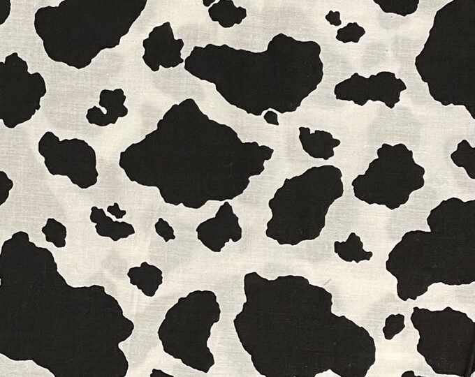 Black and White Cowhide Cotton Fabric, Cow Print, Cowboy, Western