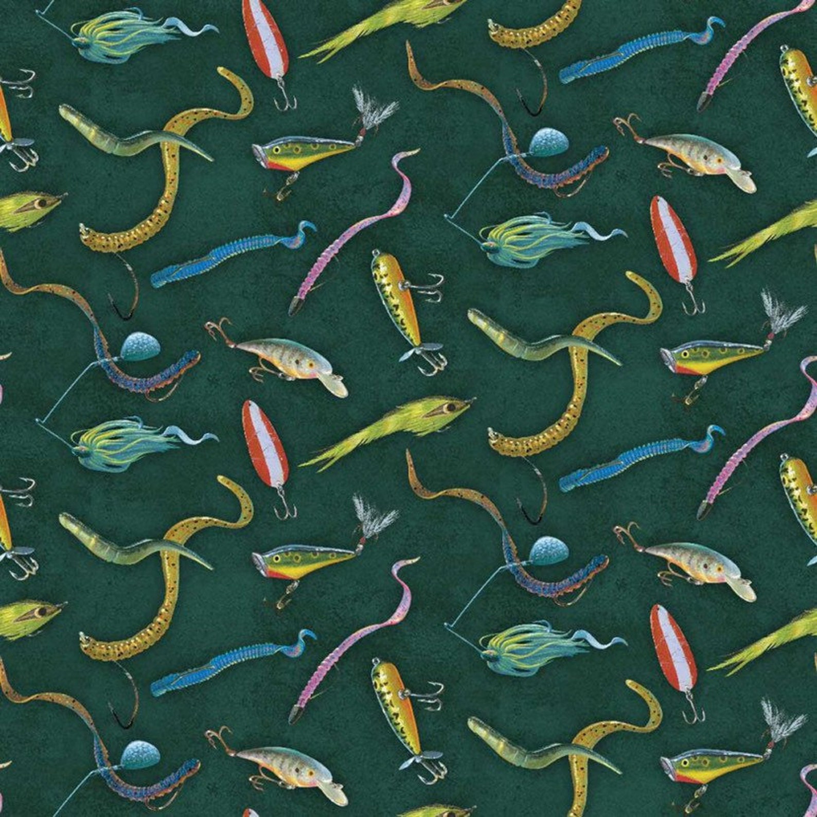 100 Cotton Fishing Lures Fabric Digital Print Etsy