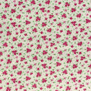 Pink and White Small Print Calico Fabric, Rose, Floral image 2