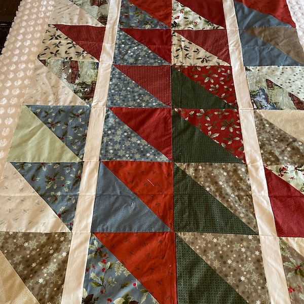 Vintage Handmade Christmas Quilt Top