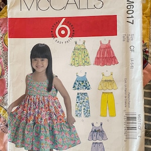Easy Girls Dress, Top, Shorts and Pants Pattern, Flared, McCalls 6017, UNCUT