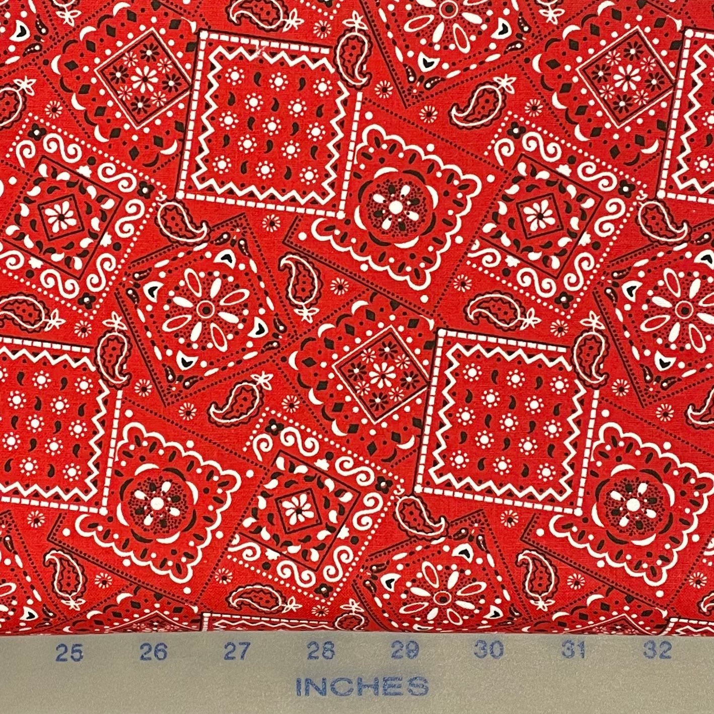 Red Paisley Bandana Cotton Fabric Country Western Cowboy - Etsy