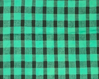 Green and Black Plaid Cotton Fabric