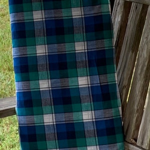 Blue and Green Plaid Madras Cotton Fabric