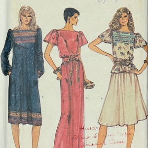 Easy Misses Loose Fitting Dress Top and Skirt Pattern, Vogue 8051, UNCUT