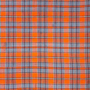 Vintage Orange and Blue Plaid Madras Cotton Fabric