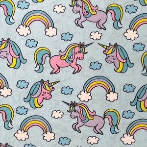 Rainbow Unicorn Cotton Fabric, Digital Print
