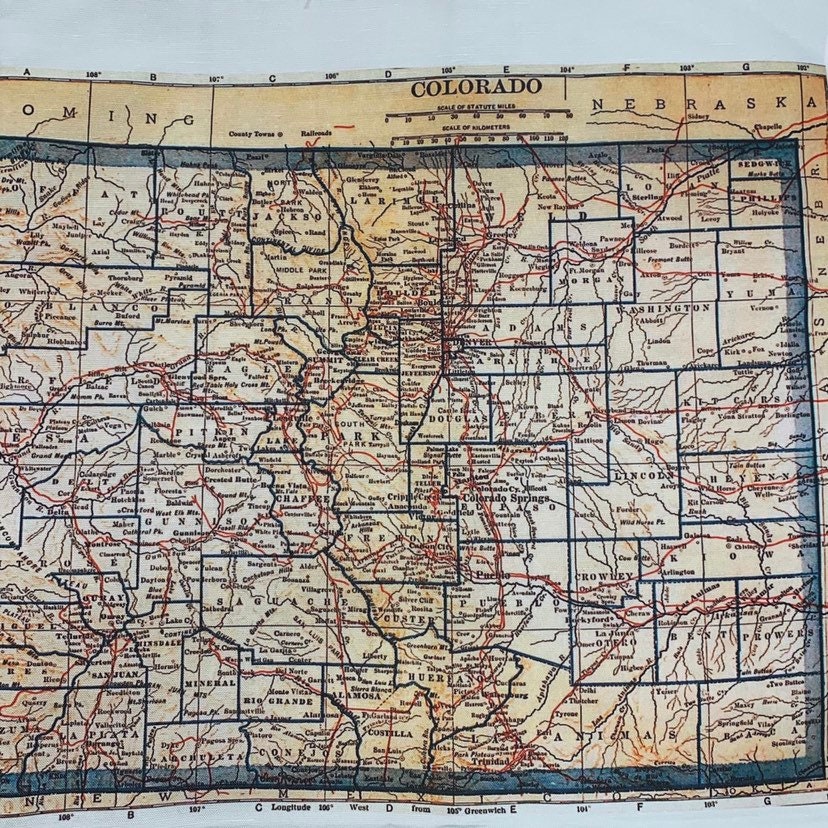 Craft Supplies & Tools Materials Colorado And Fort Collins Map Fabric