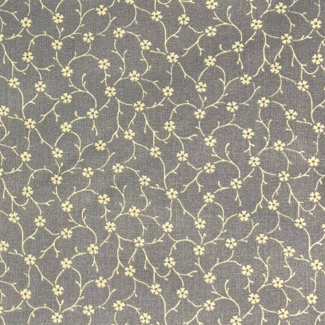 100 Cotton Gray Calico Fabric by the Yard, Floral Etsy