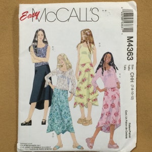 Girls Easy Top and Skirt Pattern, McCalls 4363, UNCUT