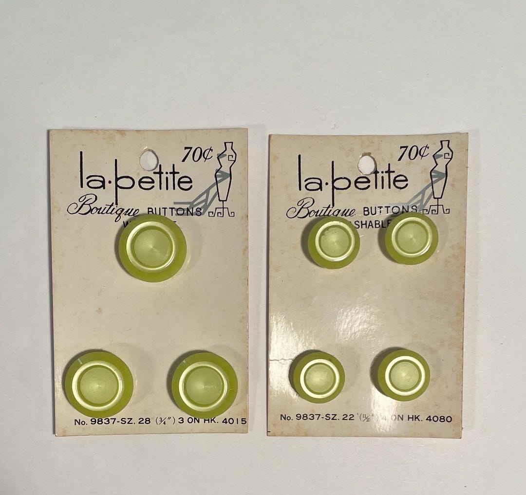 Vintage Chartreuse Buttons on Original Cards, La Petite Boutique - Etsy