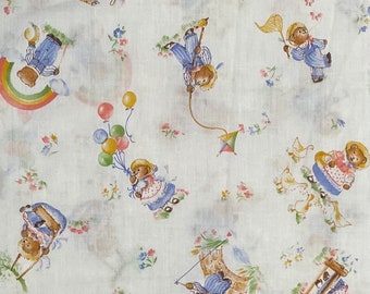 Vintage Children/'s Quilting Fabric; Baby Animals Pattern; Blue Colors; 80 x 4445 2 Yards