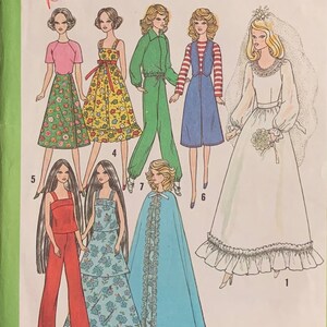 Vintage Barbie Doll Clothes Pattern, Cher Doll, Wedding Dress, Cape, Simplicity 8281, CUT