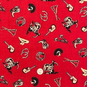 Cowboy Cotton Fabric, Rodeo, Ranch, Kids, School, David Textiles