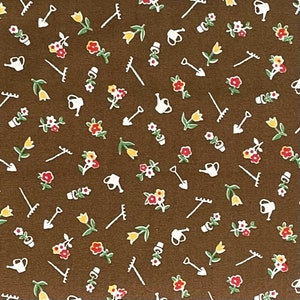 Brown Calico Cotton Fabric, Gardening, P and B Textiles
