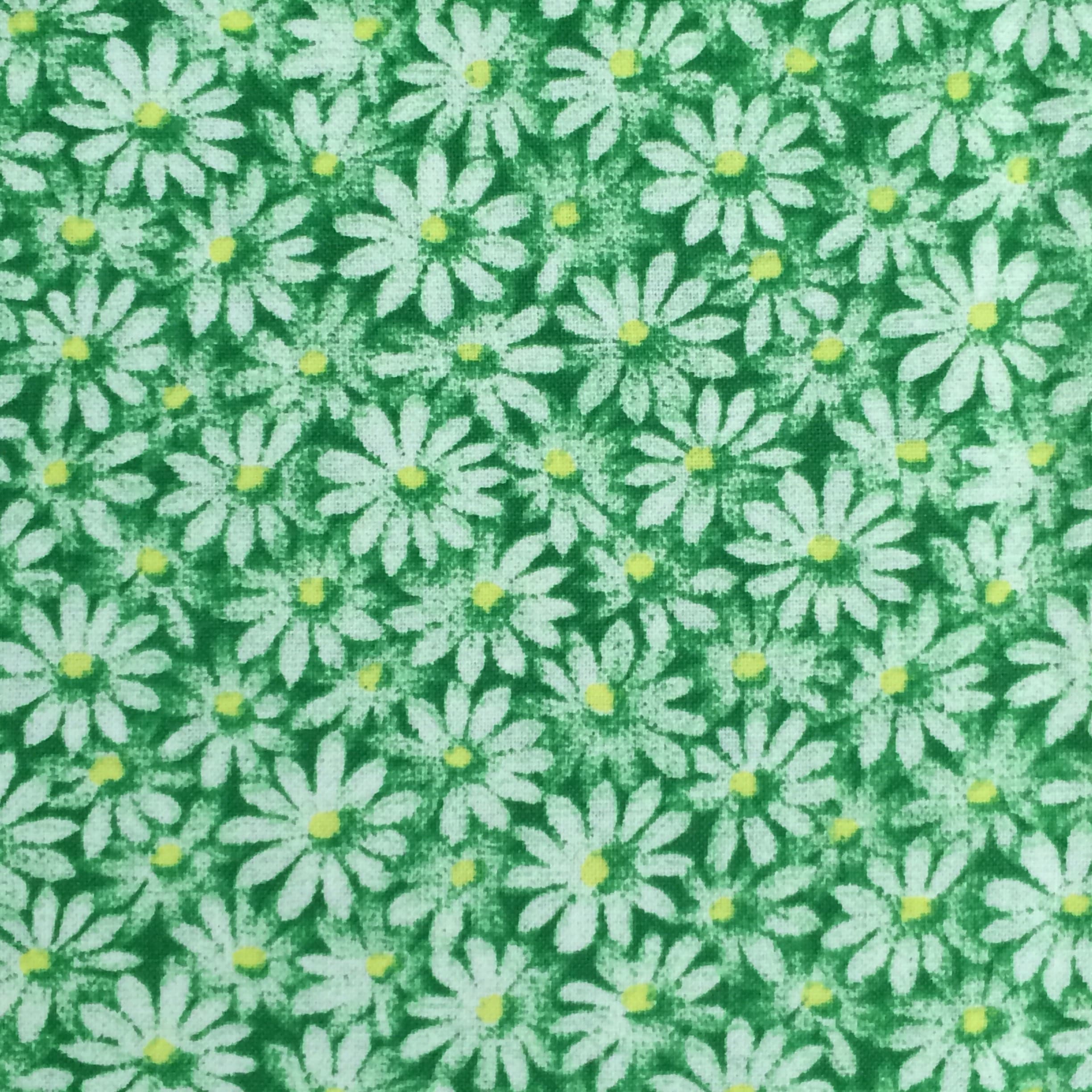 100 Cotton Kelly Green Daisy Floral Fabric Calico Crazy Etsy