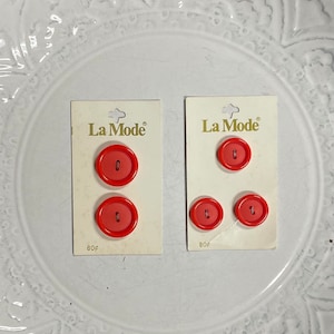 Vintage Red Orange Carded Button Lot, La Mode