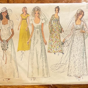 Vintage Wedding Dress Pattern, Vintage Bridesmaids Dress, Simplicity 9936, UNCUT
