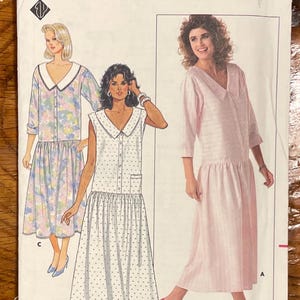 May include: A vintage sewing pattern for a dress, featuring three different styles. The pattern is from Butterick, model number 4813, and is for sizes 6-8-10. The dress is shown in a white and black polka dot print, a pink floral print, and a solid pink.