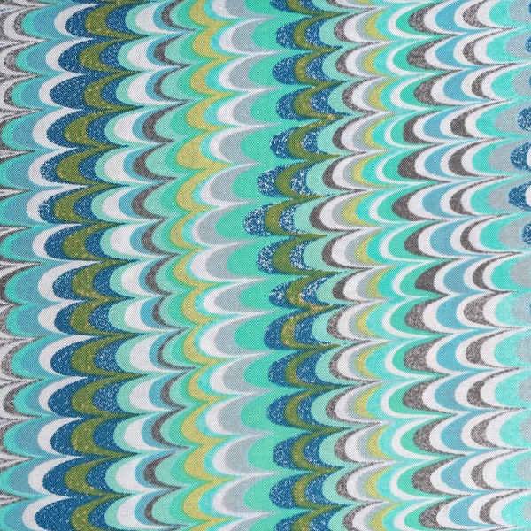 Polynesian Waters Cotton Fabric, Blue and Green