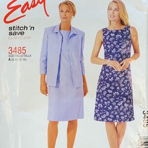 Sleeveless Dress And Jacket Pattern, Stitch N Save 3485, UNCUT