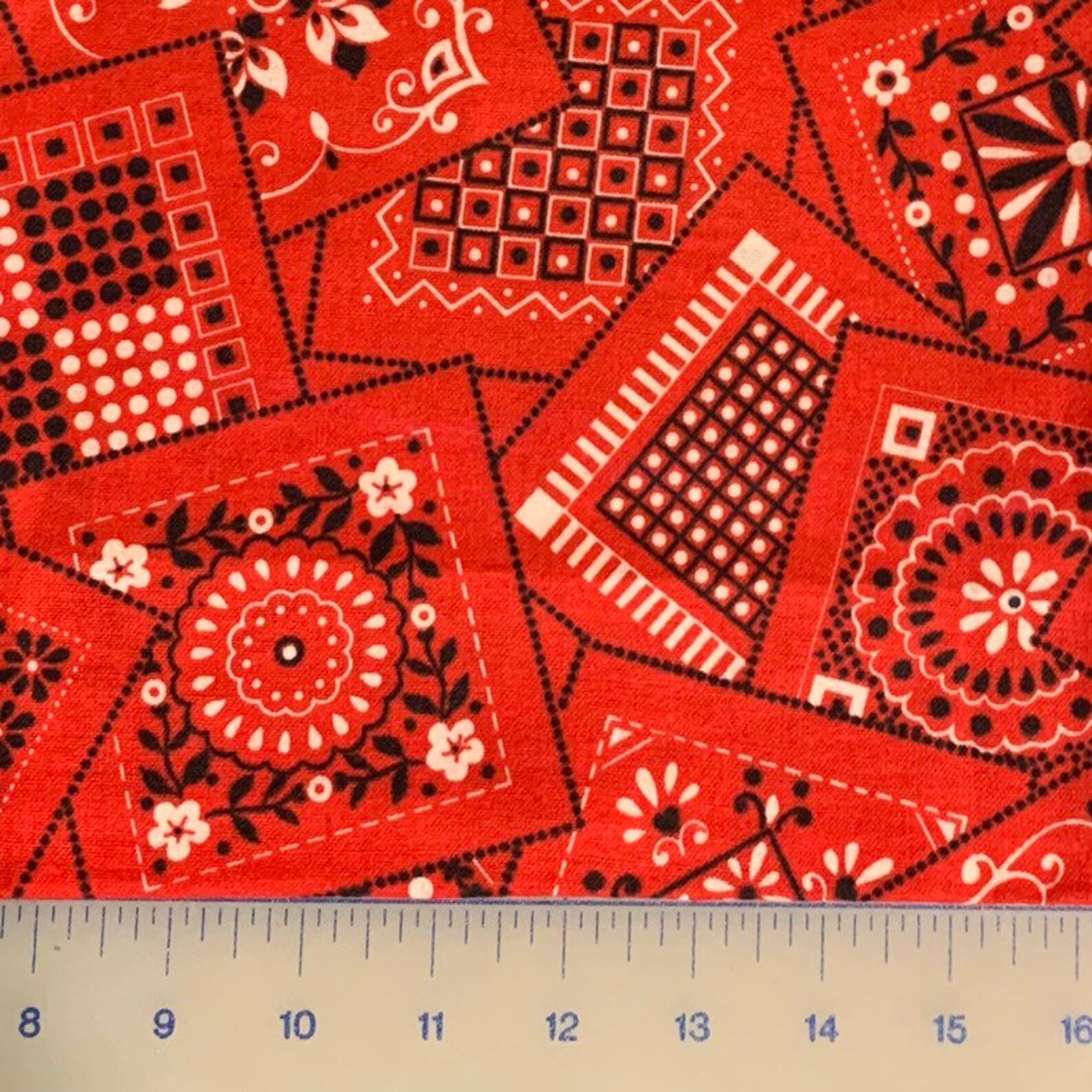 Red Bandana Flannel Fabric Country Western Cowboy Wamsutta Etsy