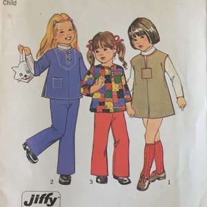 Vintage Easy Girls Dress Pattern, Top, Pants, Simplicity 7241, Jiffy, UNCUT