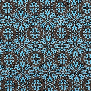 Blue and Black Mosaic Tile Cotton Fabric Medallion, Geometric