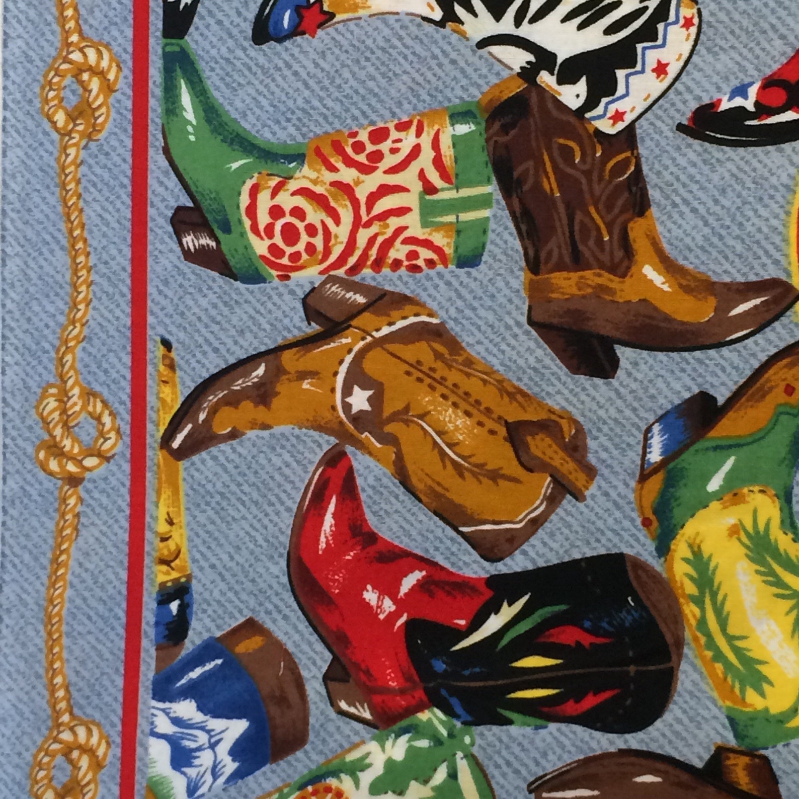 100 Cotton Cowboy Boot Fabric by the Yard Cowgirl Ranch Etsy