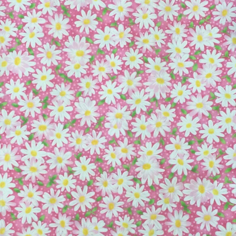 Packed Daisy Pink Cotton Fabric Pink Floral Cotton Fabric Pink Daisy Fabric Keepsake Calico Fabric Traditions Daisy Fabric