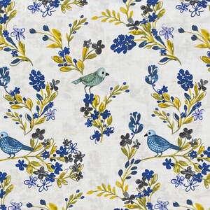 Sweet Bird Cotton Fabric, Garden, Avian, Wildlife, Clothworks, Marguerite