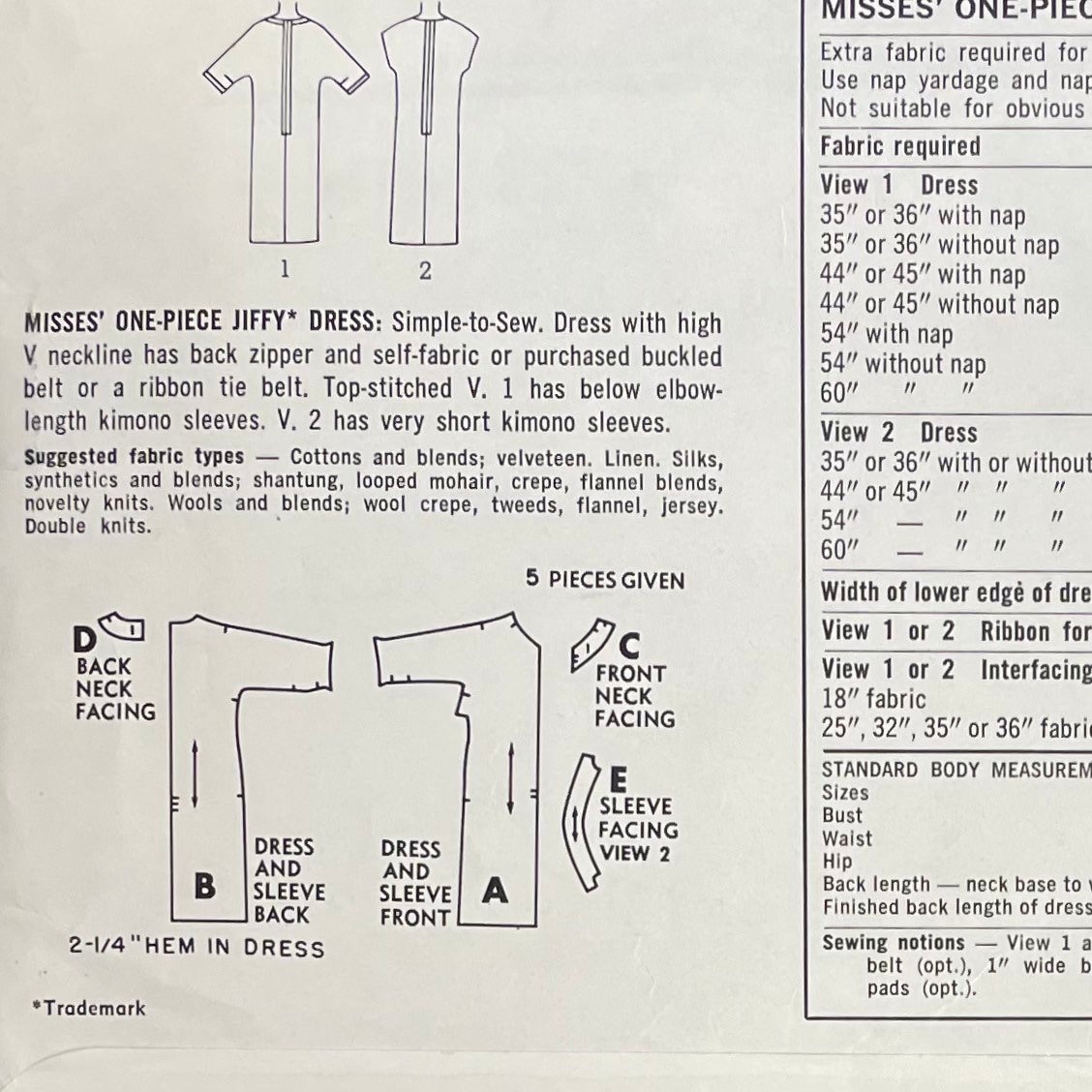 Vintage One Piece Dress Pattern, Little Black Dress, Jiffy