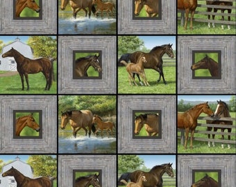 100% Cotton Horse Fabric, Paint, Bay, Grulla, Springs Creative, Wild Wings Summer Horse