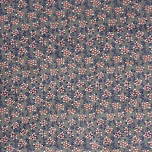Vintage Gray Floral Cotton Fabric, Calico