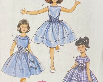 Retro 1961 Girls Bodice with Gathered Skirt Dress Pattern, Butterick 6318, UNCUT