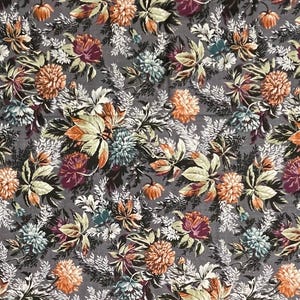 Vintage Gray Floral Cotton Fabric, Calico, Peter Pan