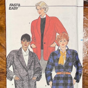 Misses Loose Fitted Unlined Jacket Pattern, Butterick 6882, UNCUT