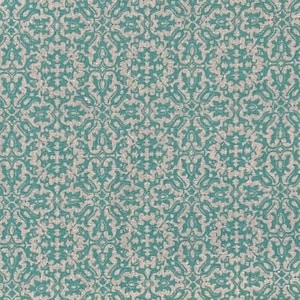 Blue and Gray Mosaic Tile Cotton Fabric Medallion, Geometric