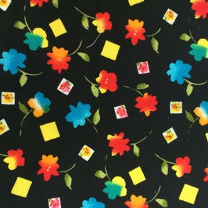 Black Floral Pique Cotton Fabric